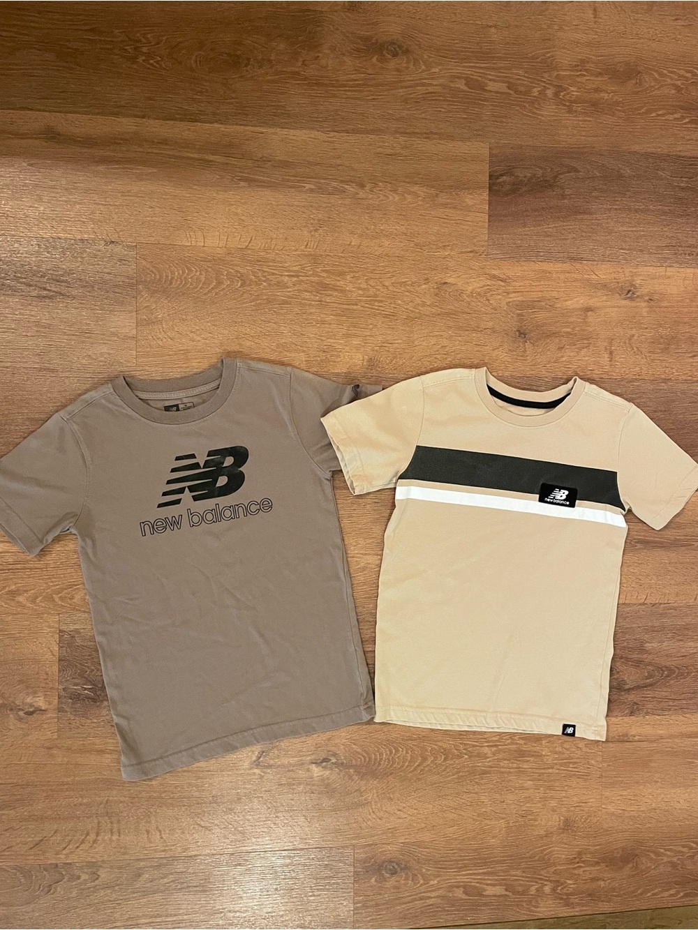 New Balance Boys Graphic T Shirts Size 10/12 & 12 Earth Tones - Lot of 2